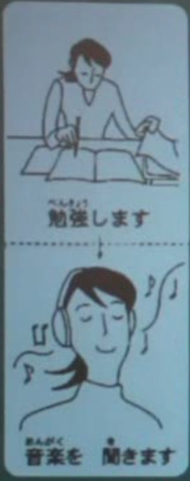 example4 勉強します→音楽を聞きます